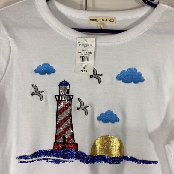 Margaux and Lexi White Long Sleeve Tee Size Small - Picture 3 of 3